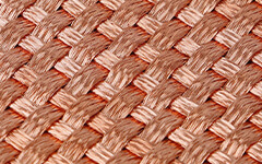 Detalhe de um pedaço de cobre malha decorativa firmemente tecida