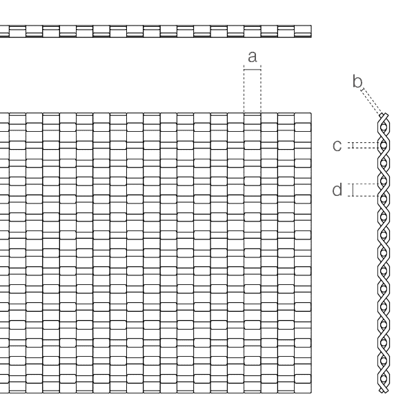 A drawing of Apollo-4215D weave close architectural mesh.