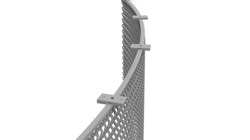 The top view of architectural mesh cambered track connection