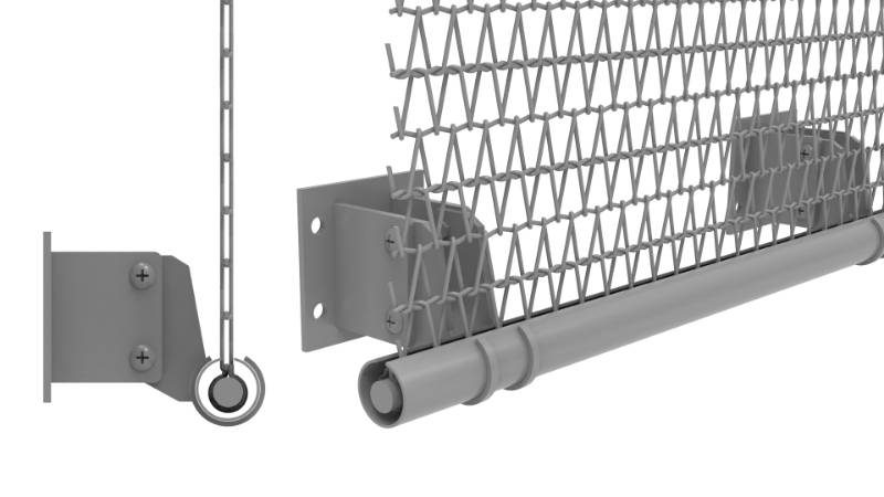 Architectural mesh cylindrical shroud & brackets bottom mounting details and side view drawing
