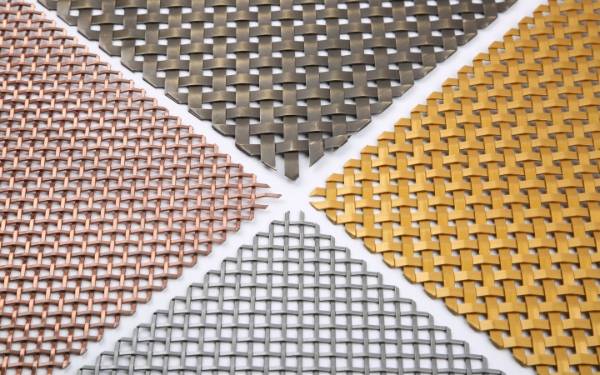 Several different patterns of Ag-crimped Muses architectural mesh.