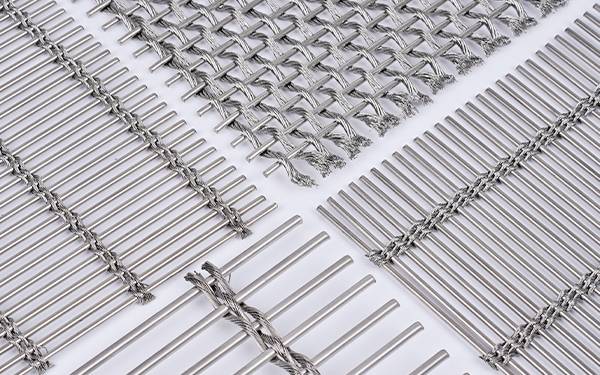 Several different patterns of Ag-weave spacing Athena architectural mesh.