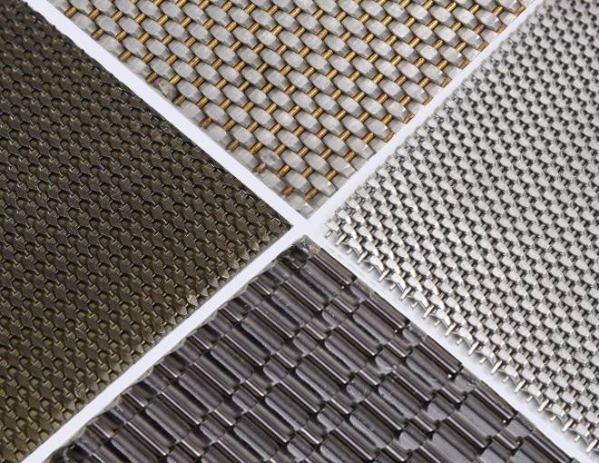 Four different patterns of Argger weave close Apollo architectural mesh.