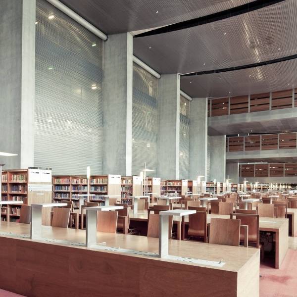 圖書館天花板的鉑格建築網格