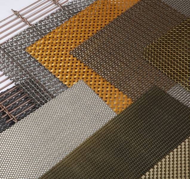 Several different material and patterns of Argger architectural mesh.