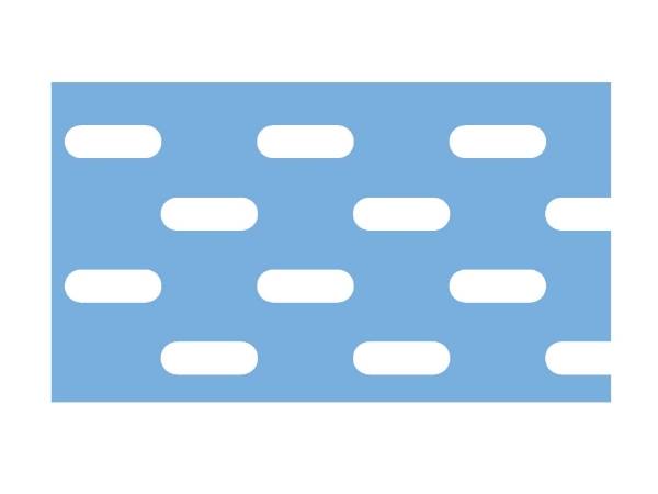 A drawing of Astraios-E slotted perforated metal in staggered pattern