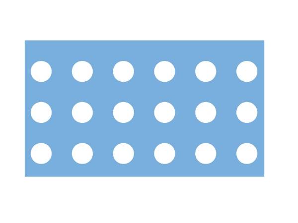A drawing of round hole perforated metal in straight line pattern