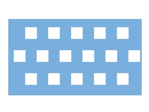 A drawing of square hole perforated metal in staggered pattern