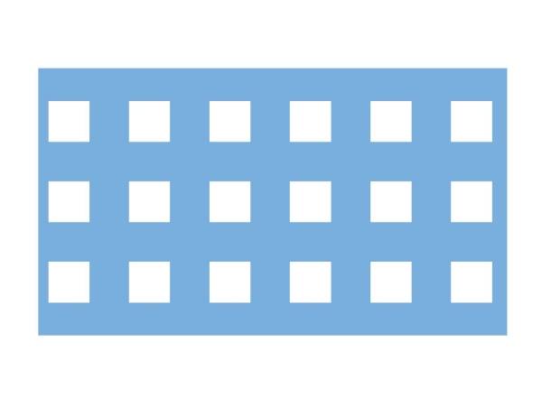 A drawing of square hole perforated metal in straight line pattern