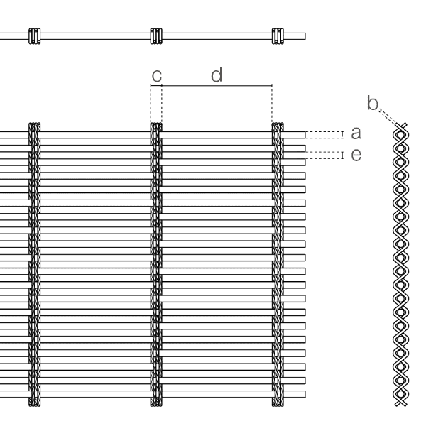 A drawing of Athena-0802D weave spacing architectural mesh.