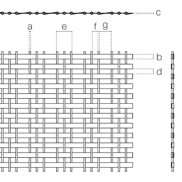 A drawing of Athena-0942D weave spacing architectural mesh.