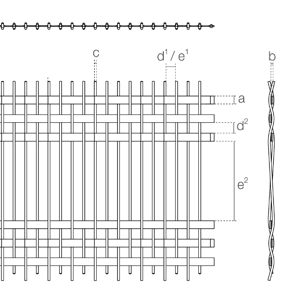 A drawing of Athena-40105D weave spacing architectural mesh.