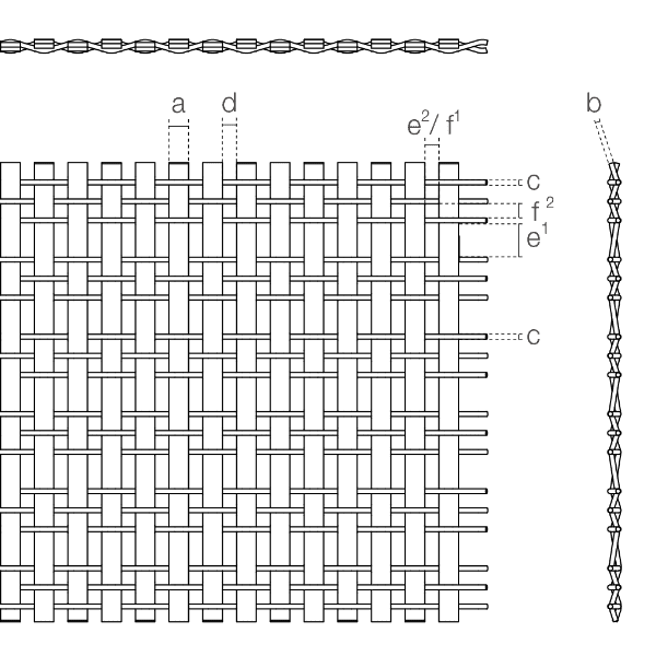A drawing of Athena-4010D weave spacing architectural mesh.