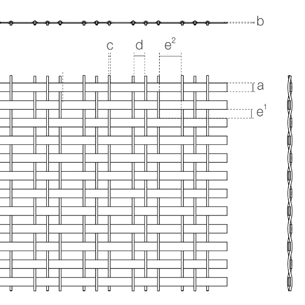 A drawing of Athena-40510D-C weave spacing architectural mesh.