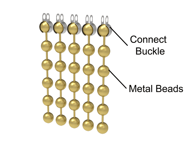 Metall perlen vorhänge mit Verbindungs schnallen fixieren.