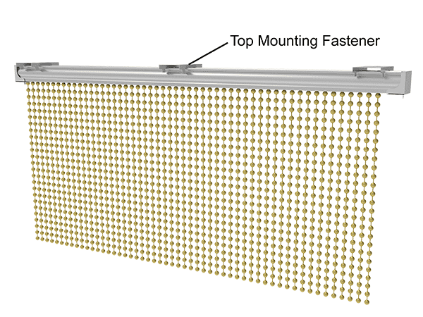 Un dibujo de la instalación de la cortina de cuentas de metal