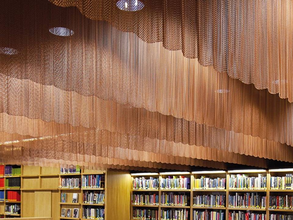 Metal decorative mesh for library ceiling