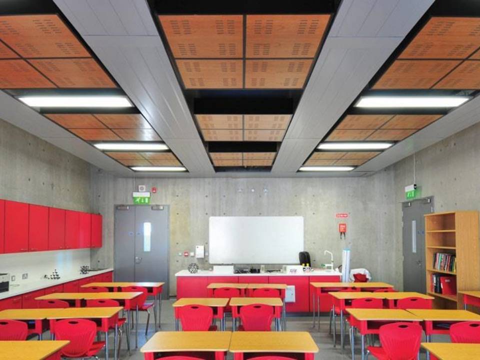 Metal decorative mesh for classroom ceilings