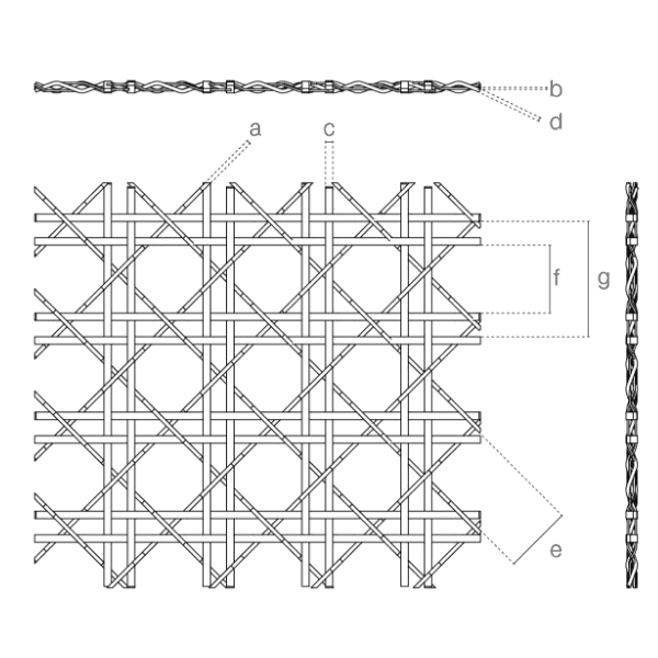 Eine Zeichnung von Muses-2140D gekräuselten architekto nischen Mesh.