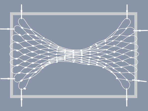 將不銹鋼繩網的4個角固定在鋼架上。