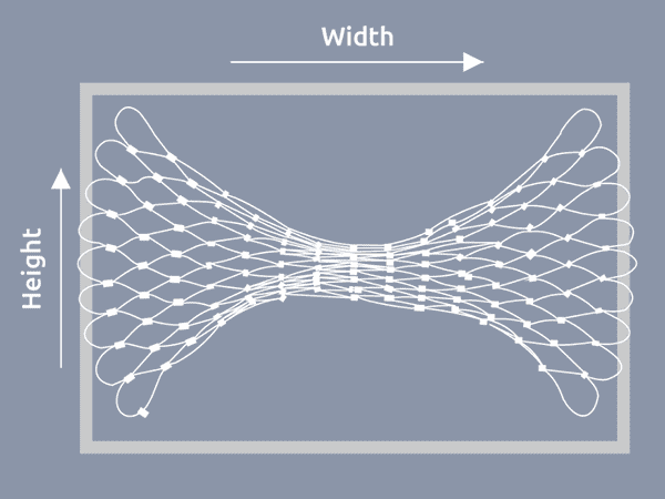 Determine the stainless steel rope mesh width and height.