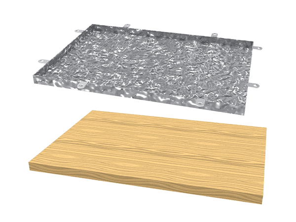 The base plate shall be the same size as the water ripple panel.